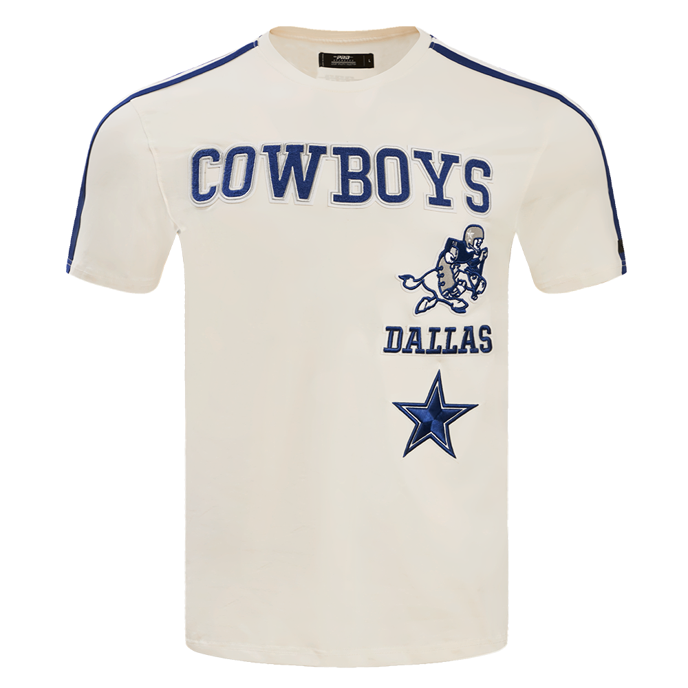 NFL DALLAS COWBOYS RETRO CLASSIC MEN'S STRIPED TEE (EGGSHELL/DODGER BLUE)