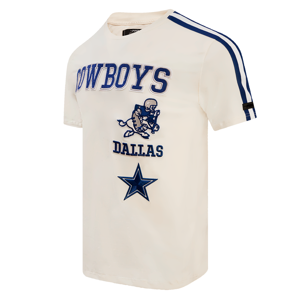 NFL DALLAS COWBOYS RETRO CLASSIC MEN'S STRIPED TEE (EGGSHELL/DODGER BLUE)