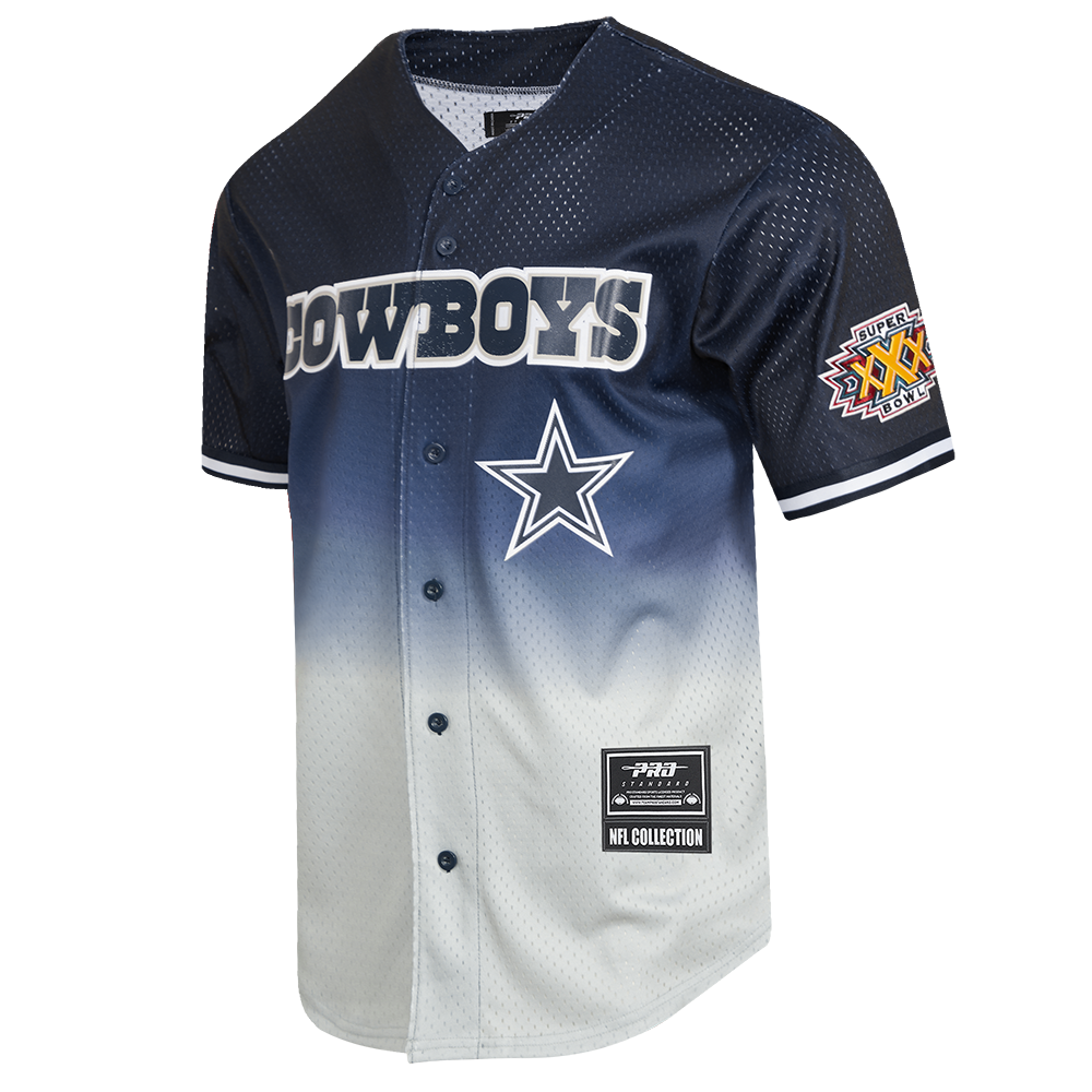 NFL DALLAS COWBOYS TEAM MEN'S MESH BUTTON DOWN SHIRT (MIDNIGHT NAVY/GRAY)