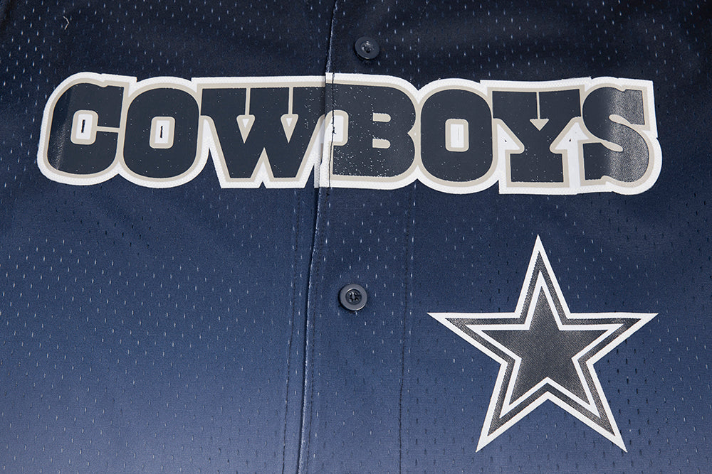 NFL DALLAS COWBOYS TEAM MEN'S MESH BUTTON DOWN SHIRT (MIDNIGHT NAVY/GRAY)