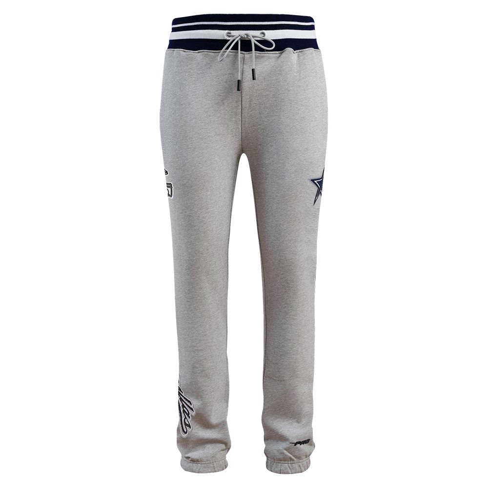 NFL DALLAS COWBOYS SCRIPT TAIL MEN'S RIB FLEECE SWEATPANT (HEATHER GREY/MIDNIGHT NAVY)