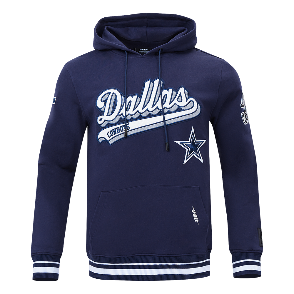 NFL DALLAS COWBOYS SCRIPT TAIL CHANDAIL À CAPUCHON EN MOLLETON CÔTELÉ POUR HOMME (MARINE MINUIT)
