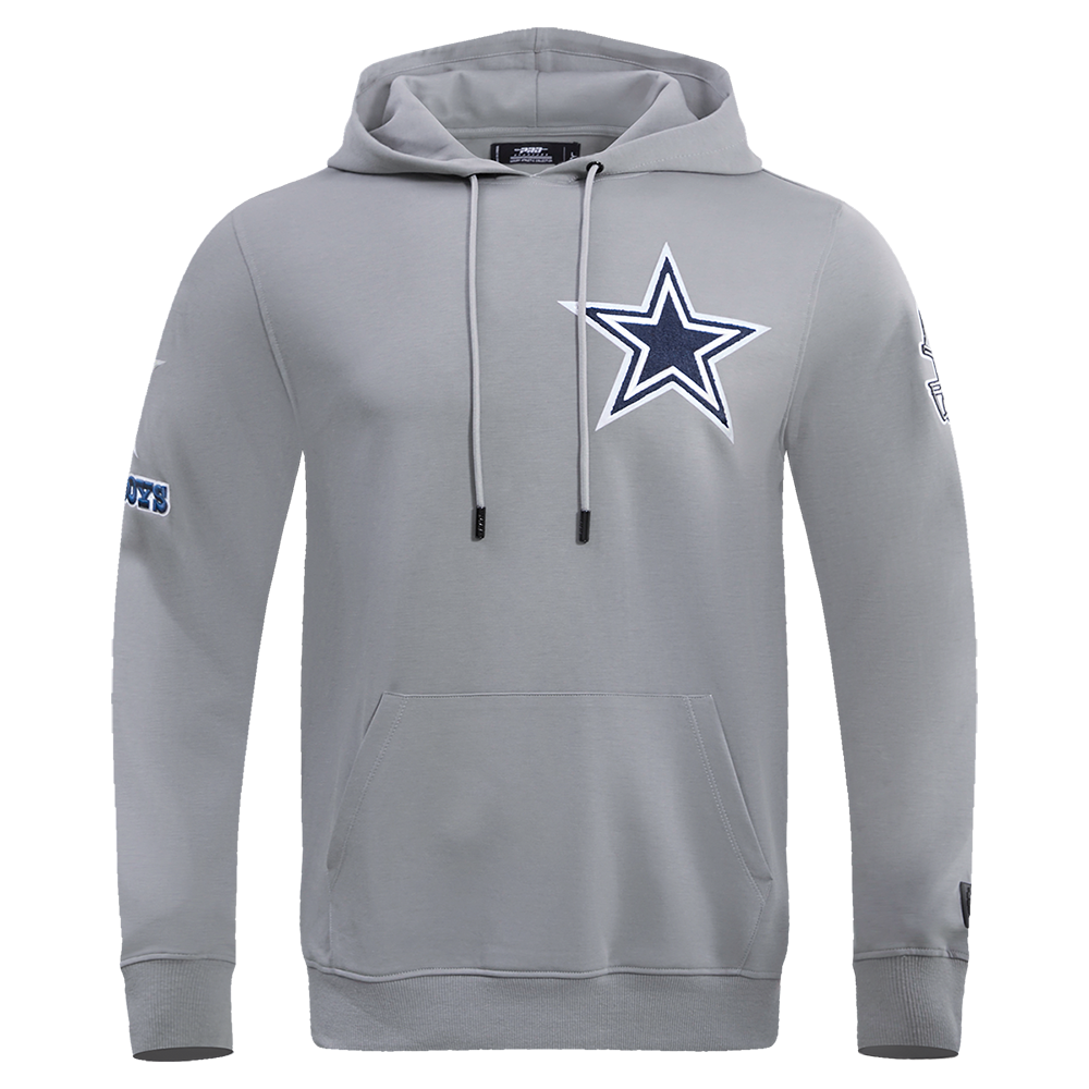 NFL DALLAS COWBOYS CLASSIC CHENILLE MEN'S PULLOVER HOODIE (GRAY)