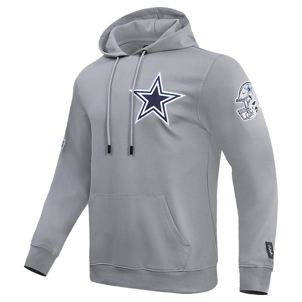 NFL DALLAS COWBOYS CLASSIC CHENILLE MEN'S PULLOVER HOODIE (GRAY)