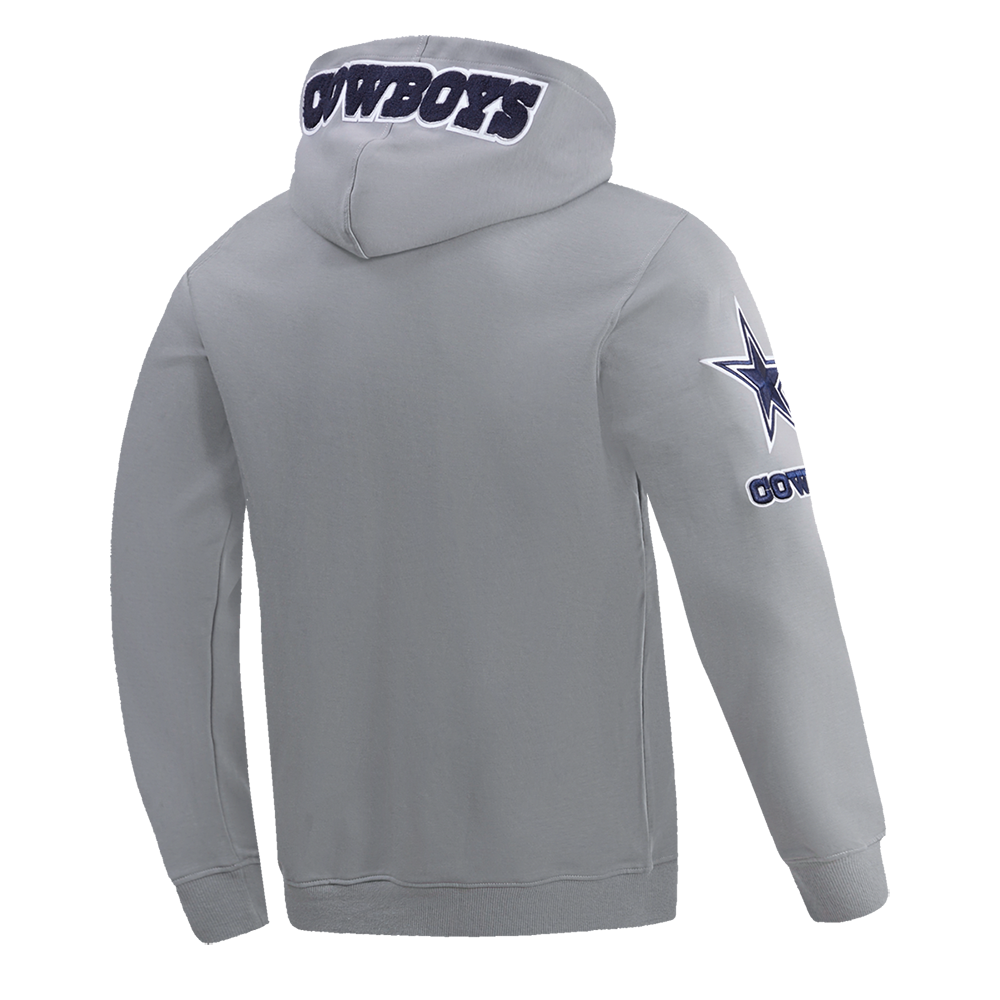 NFL DALLAS COWBOYS CLASSIC CHENILLE MEN'S PULLOVER HOODIE (GRAY)