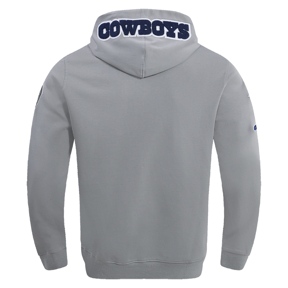NFL DALLAS COWBOYS CLASSIC CHENILLE MEN'S PULLOVER HOODIE (GRAY)