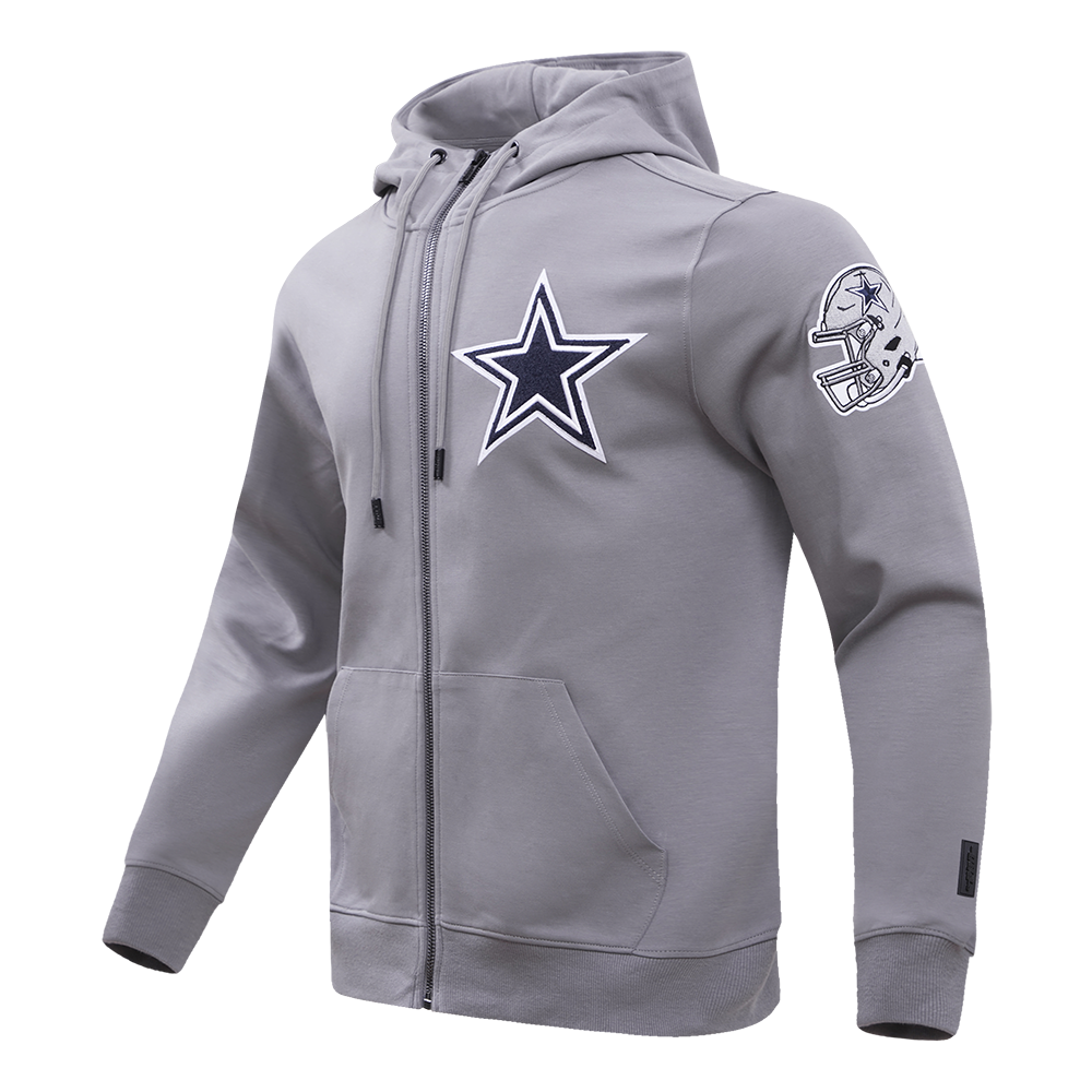NFL DALLAS COWBOYS CLASSIC CHENILLE FULL ZIP HOODIE  (GRAY)