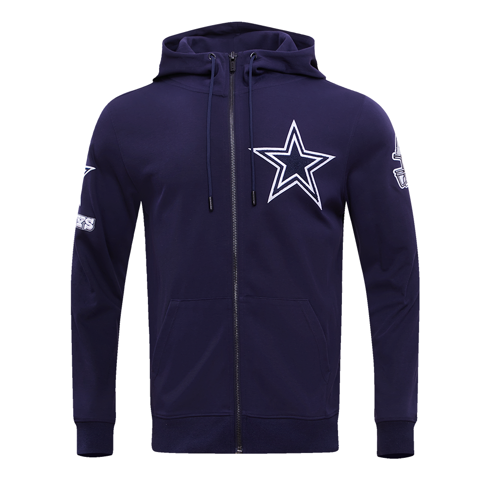 NFL DALLAS COWBOYS CLASSIC CHENILLE CHANDAIL À CAPUCHON À GLISSIÈRE (MARINE MINUIT)