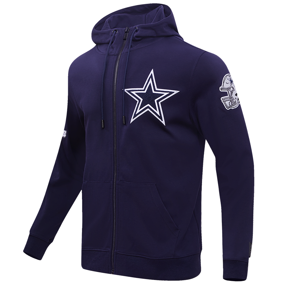 NFL DALLAS COWBOYS CLASSIC CHENILLE FULL ZIP HOODIE  (MIDNIGHT NAVY)