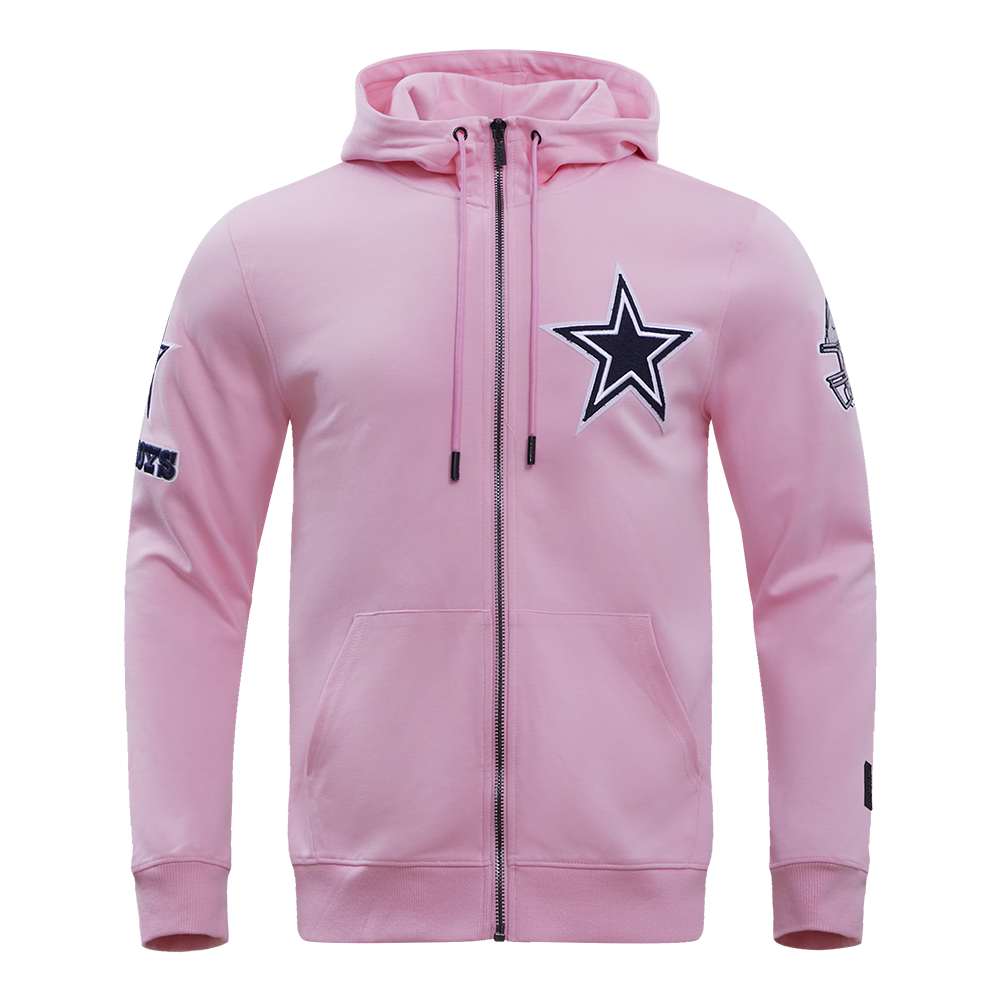 NFL DALLAS COWBOYS CLASSIC CHENILLE FULL ZIP HOODIE  (PINK)