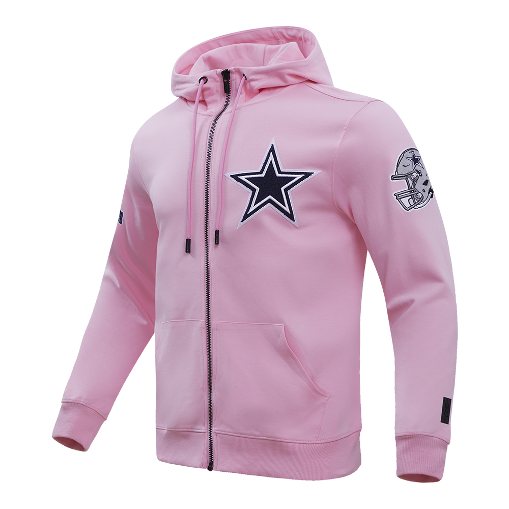 NFL DALLAS COWBOYS CLASSIC CHENILLE FULL ZIP HOODIE  (PINK)