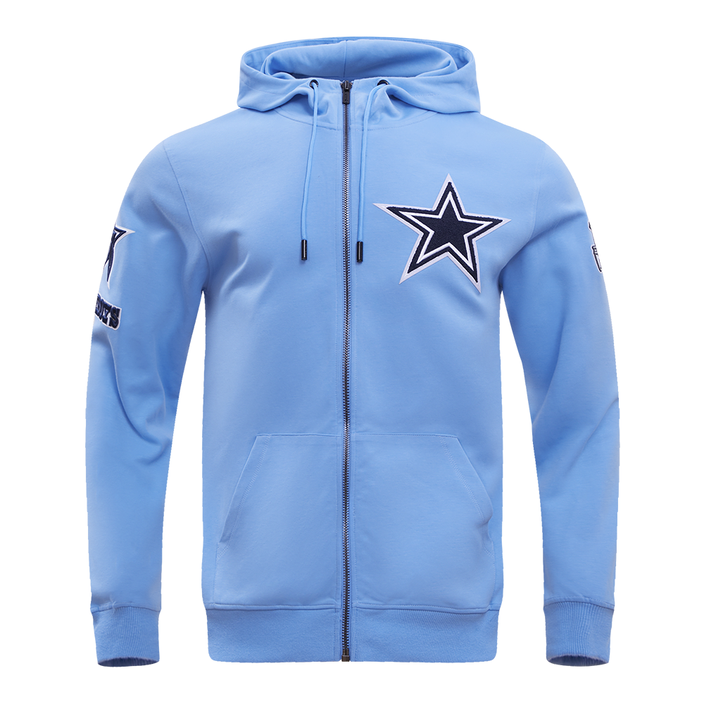NFL DALLAS COWBOYS CLASSIC CHENILLE FULL ZIP HOODIE  (UNIVERSITY BLUE)