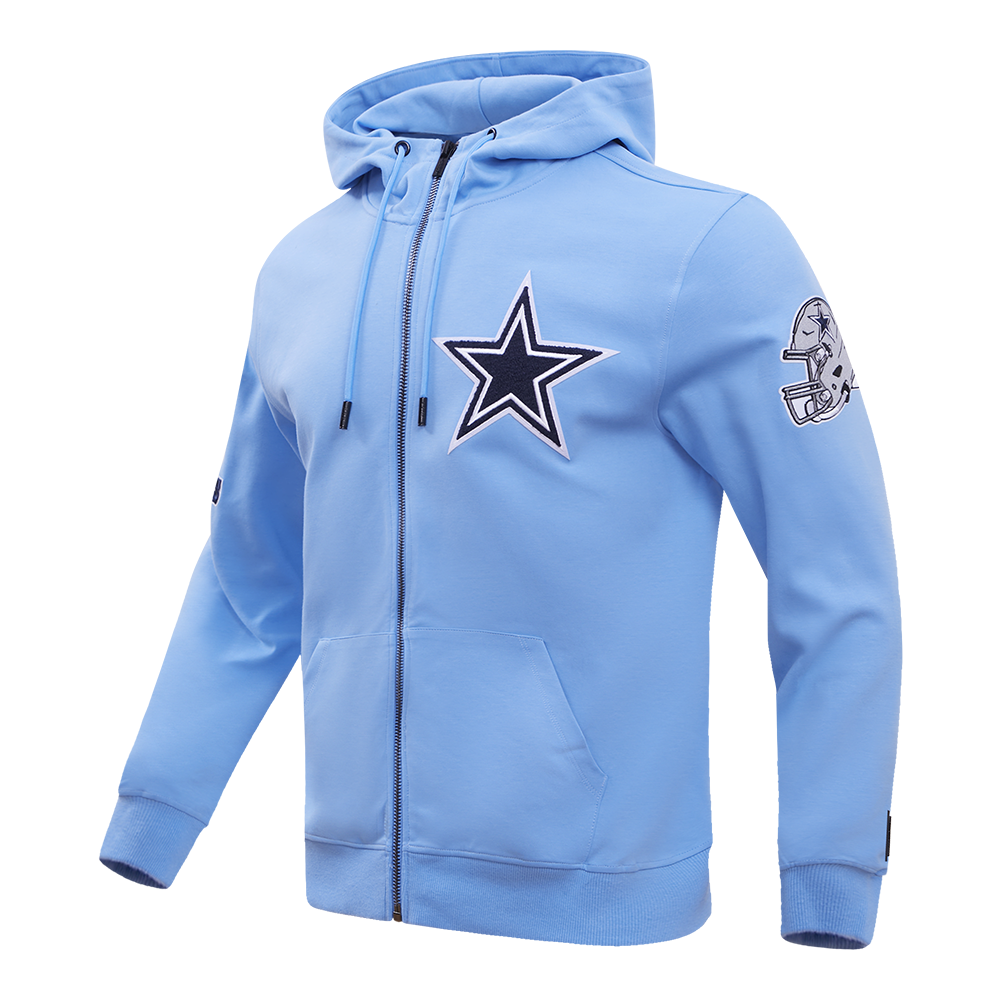 NFL DALLAS COWBOYS CLASSIC CHENILLE FULL ZIP HOODIE  (UNIVERSITY BLUE)