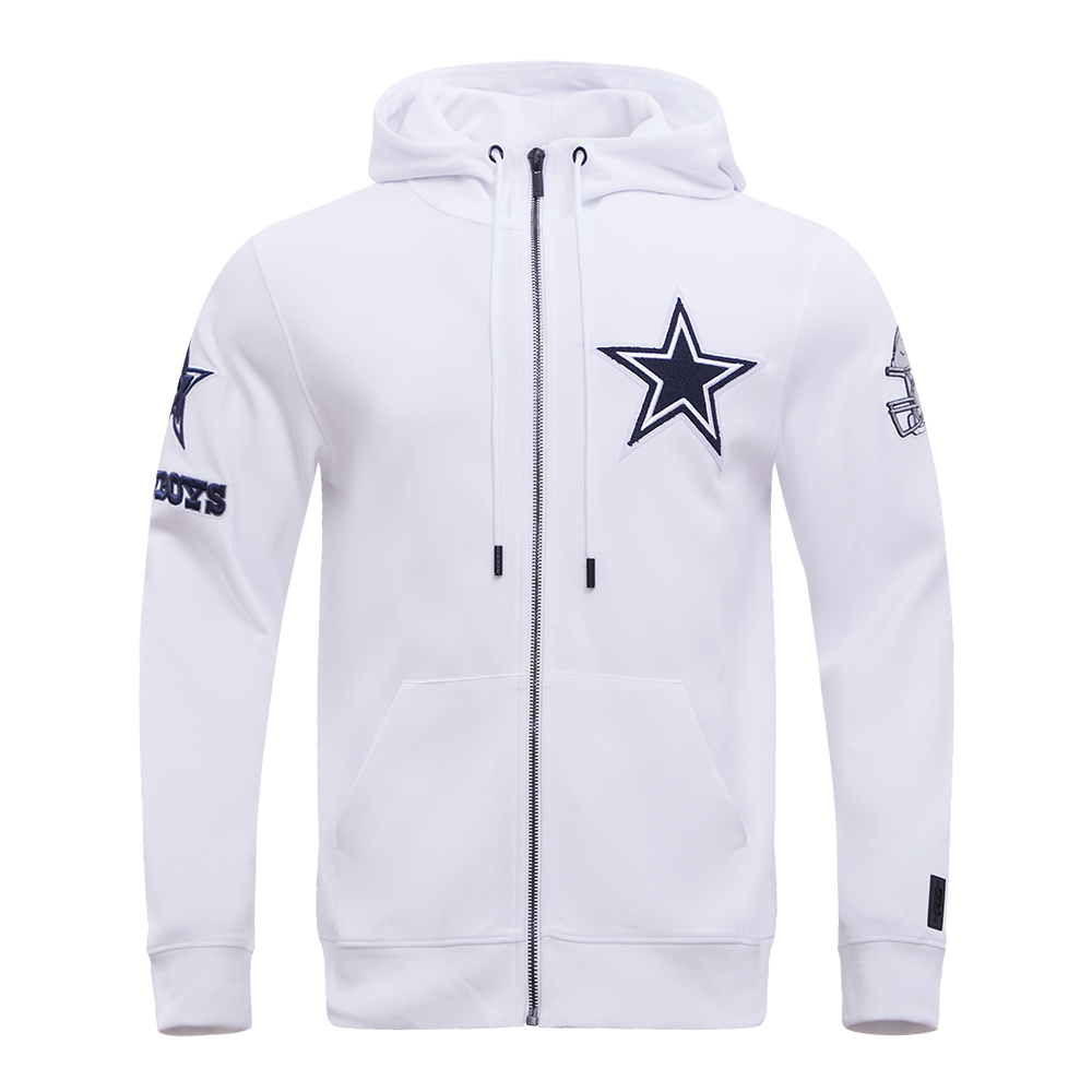 NFL DALLAS COWBOYS CLASSIC CHENILLE FULL ZIP HOODIE  (WHITE)