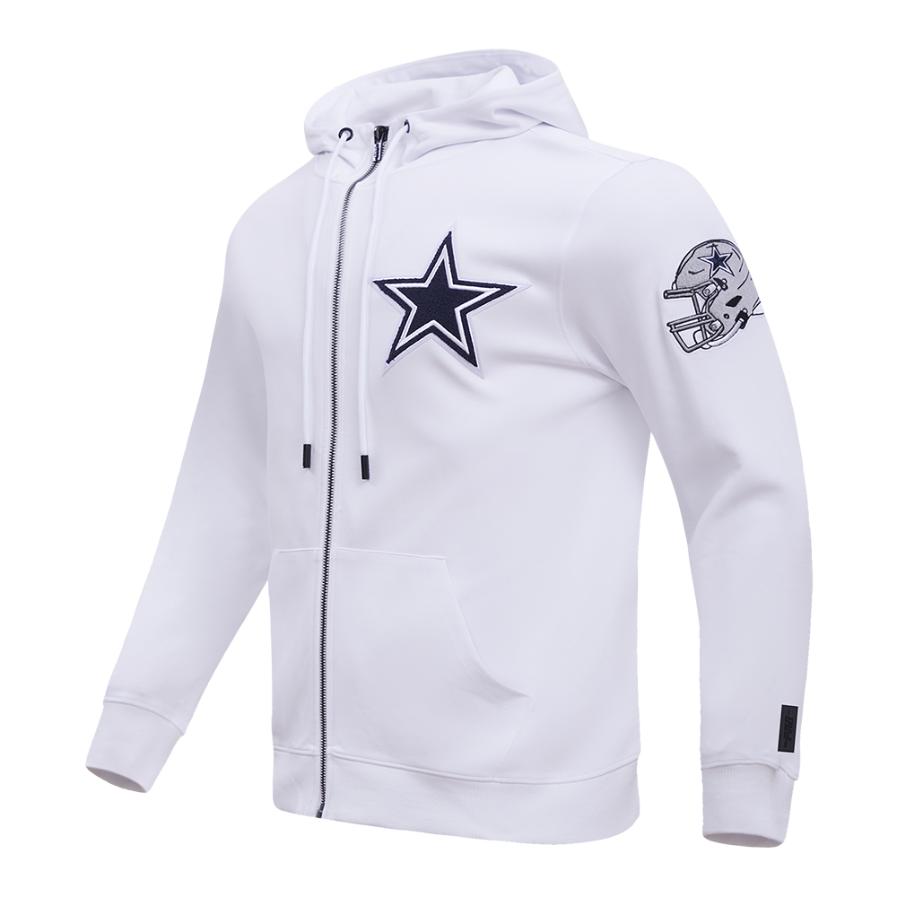 NFL DALLAS COWBOYS CLASSIC CHENILLE FULL ZIP HOODIE  (WHITE)