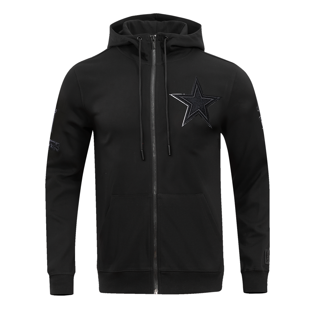 NFL DALLAS COWBOYS TRIPLE BLACK MEN'S FULL ZIP HOODIE  (BLACK)