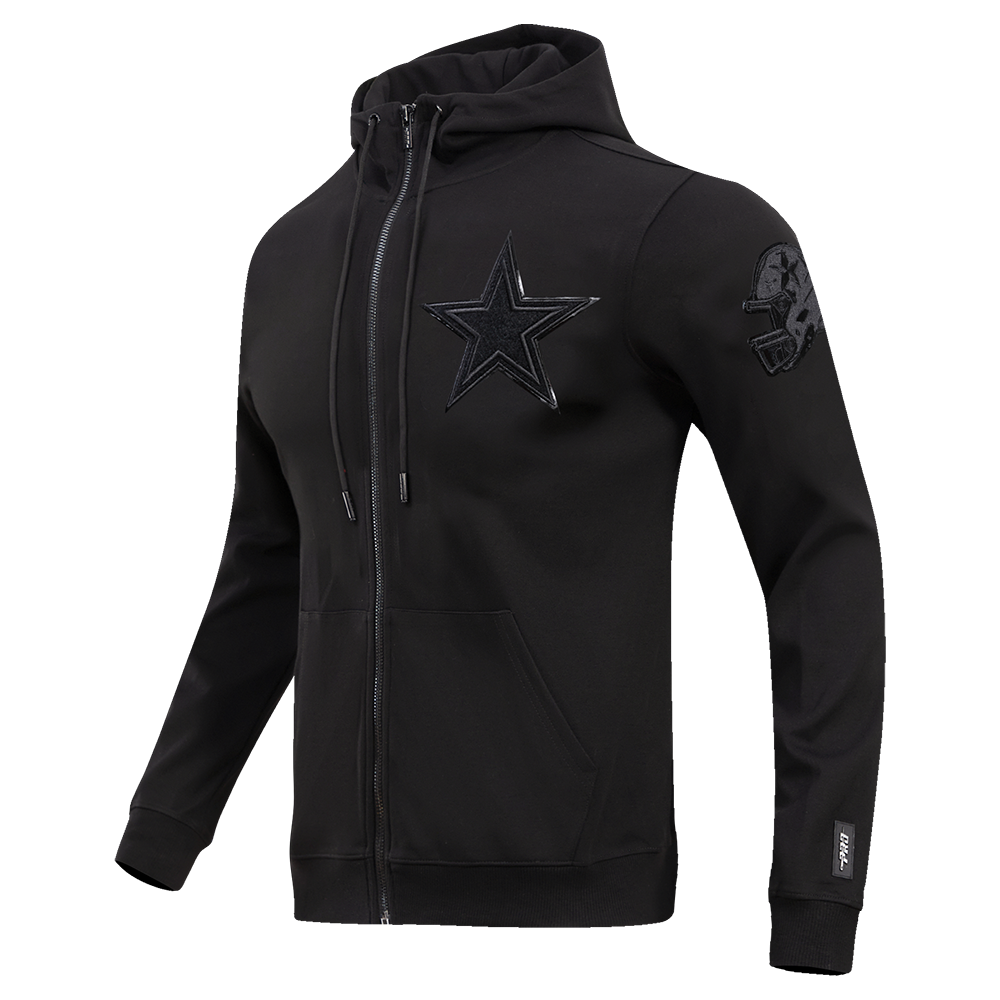NFL DALLAS COWBOYS TRIPLE BLACK MEN'S FULL ZIP HOODIE  (BLACK)