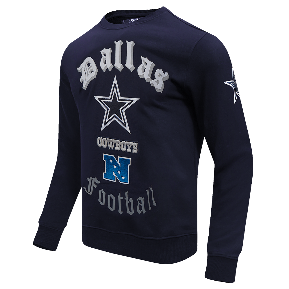 NFL DALLAS COWBOYS OLD ENGLISH MEN'S CREWNECK (MIDNIGHT NAVY)