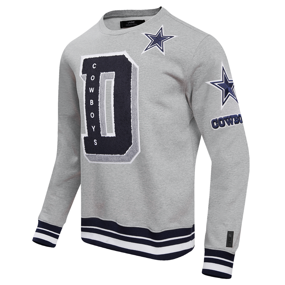 NFL DALLAS COWBOYS MASHUP MEN'S RIB CREWNECK (HEATHER GREY/MIDNIGHT NAVY)