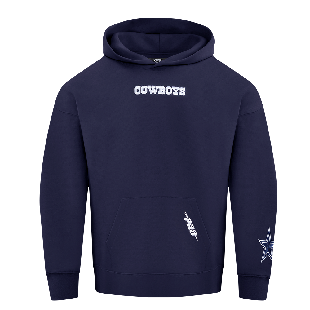 NFL DALLAS COWBOYS WINGSPAN MEN'S DROP SHOULDER FLEECE PULLOVER HOODIE (MIDNIGHT NAVY)