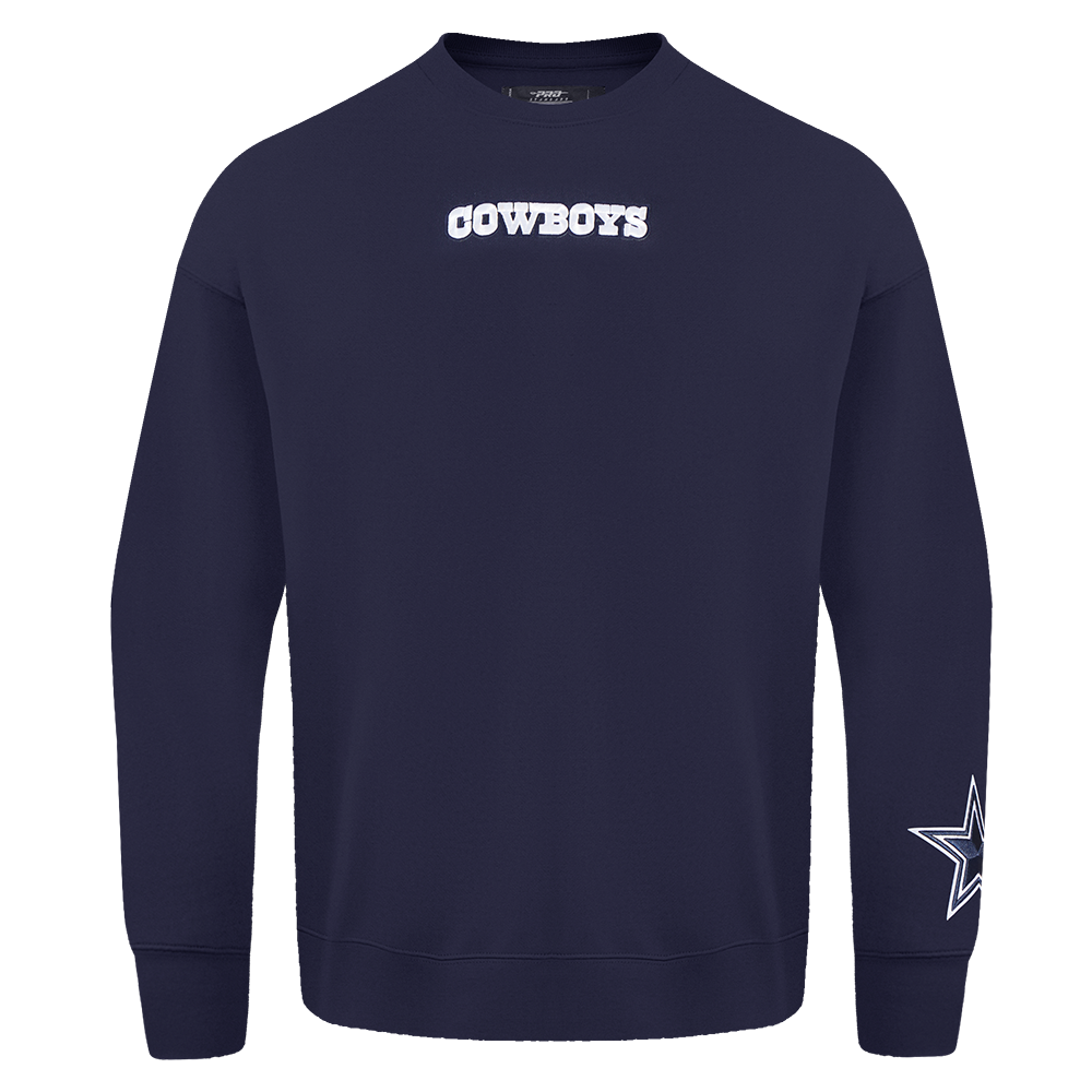 NFL DALLAS COWBOYS WINGSPAN MEN'S DROP SHOULDER FLEECE CREWNECK (MIDNIGHT NAVY)