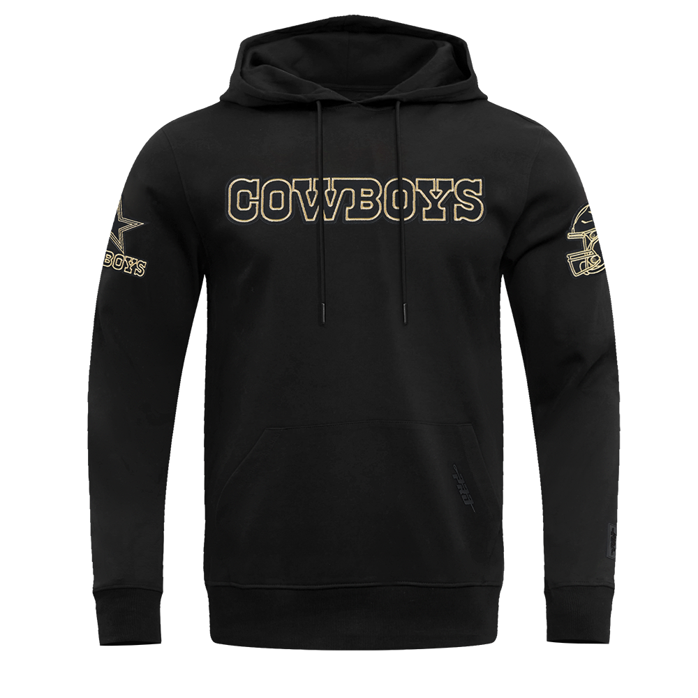 NFL DALLAS COWBOYS BLACK & GOLD MEN'S DOUBLE KNIT PULLOVER HOODIE (BLACK)
