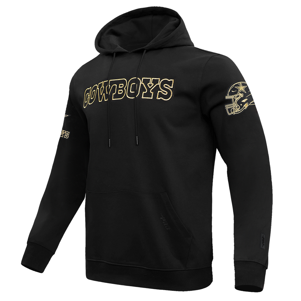 NFL DALLAS COWBOYS BLACK & GOLD MEN'S DOUBLE KNIT PULLOVER HOODIE (BLACK)
