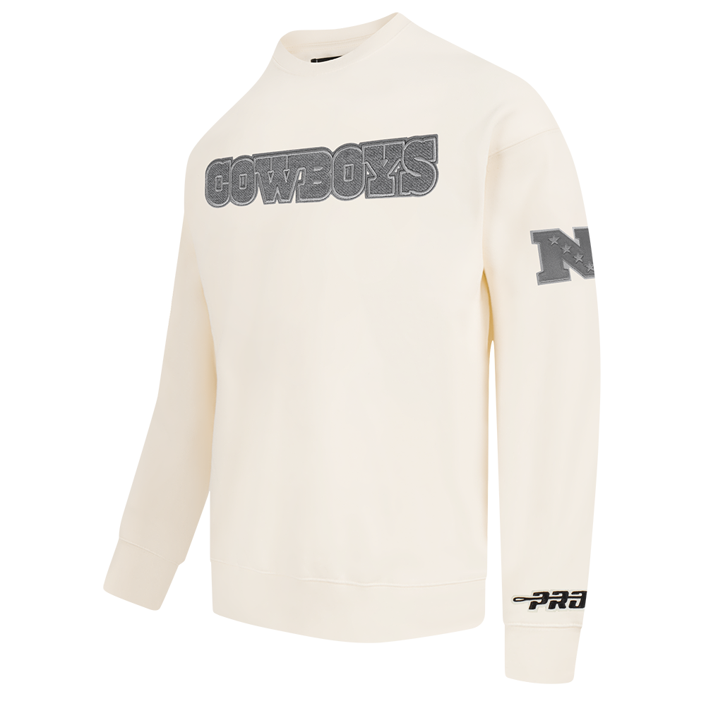 NFL DALLAS COWBOYS REVERSE FRENCH TERRY MEN'S DROP SHOULDER FLEECE CREWNECK (EGGSHELL)