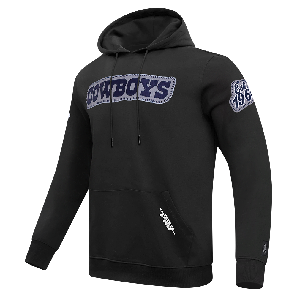 NFL DALLAS COWBOYS DIY PICK STITCH MEN'S DOUBLE KNIT PULLOVER HOODIE (BLACK)