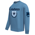 NFL DALLAS COWBOYS COUNTRY CLUB CHANDAIL À COL ROND EN MOLLETON À ÉPAULES TOMBANTES POUR HOMME (BLEU ACIER)