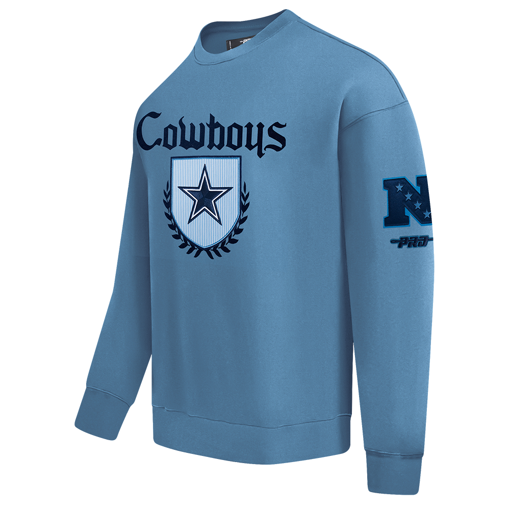 NFL DALLAS COWBOYS COUNTRY CLUB MEN'S DROP SHOULDER FLEECE CREWNECK (STEEL BLUE)