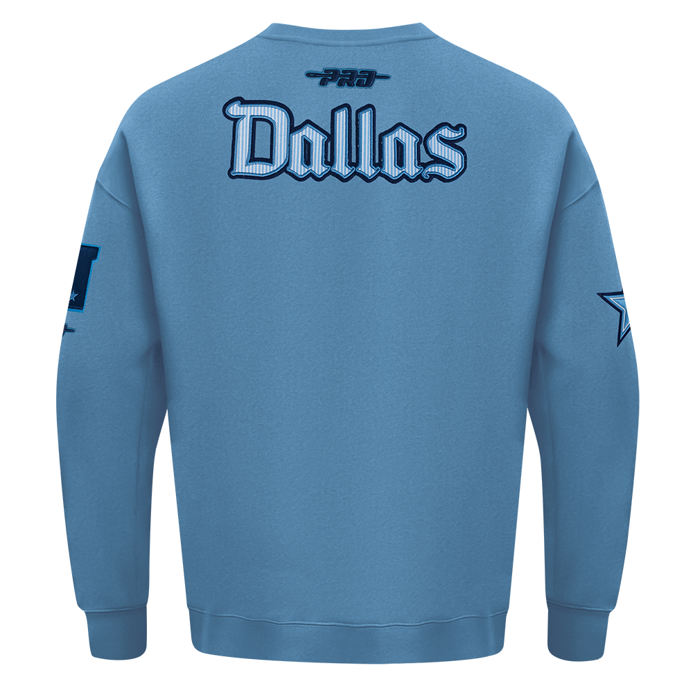 NFL DALLAS COWBOYS COUNTRY CLUB CHANDAIL À COL ROND EN MOLLETON À ÉPAULES TOMBANTES POUR HOMME (BLEU ACIER)