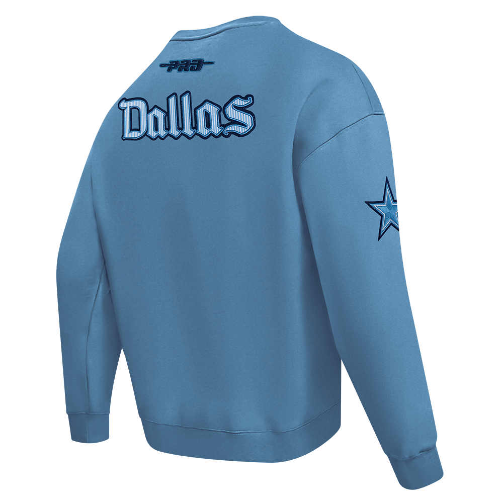 NFL DALLAS COWBOYS COUNTRY CLUB CHANDAIL À COL ROND EN MOLLETON À ÉPAULES TOMBANTES POUR HOMME (BLEU ACIER)