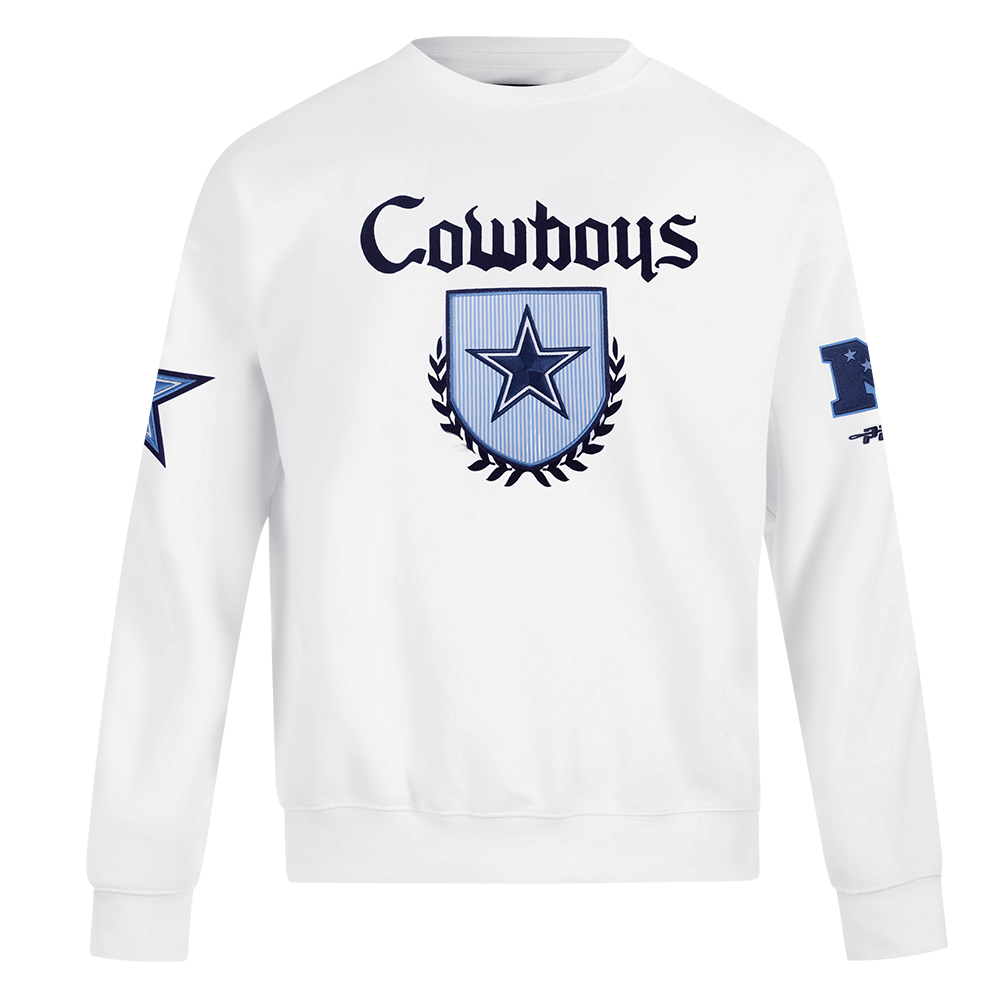 NFL DALLAS COWBOYS COUNTRY CLUB MEN'S DROP SHOULDER FLEECE CREWNECK (WHITE)