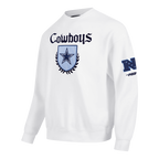NFL DALLAS COWBOYS COUNTRY CLUB MEN'S DROP SHOULDER FLEECE CREWNECK (WHITE)