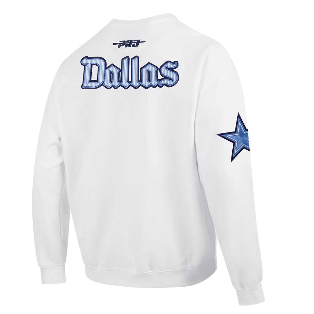 NFL DALLAS COWBOYS COUNTRY CLUB MEN'S DROP SHOULDER FLEECE CREWNECK (WHITE)