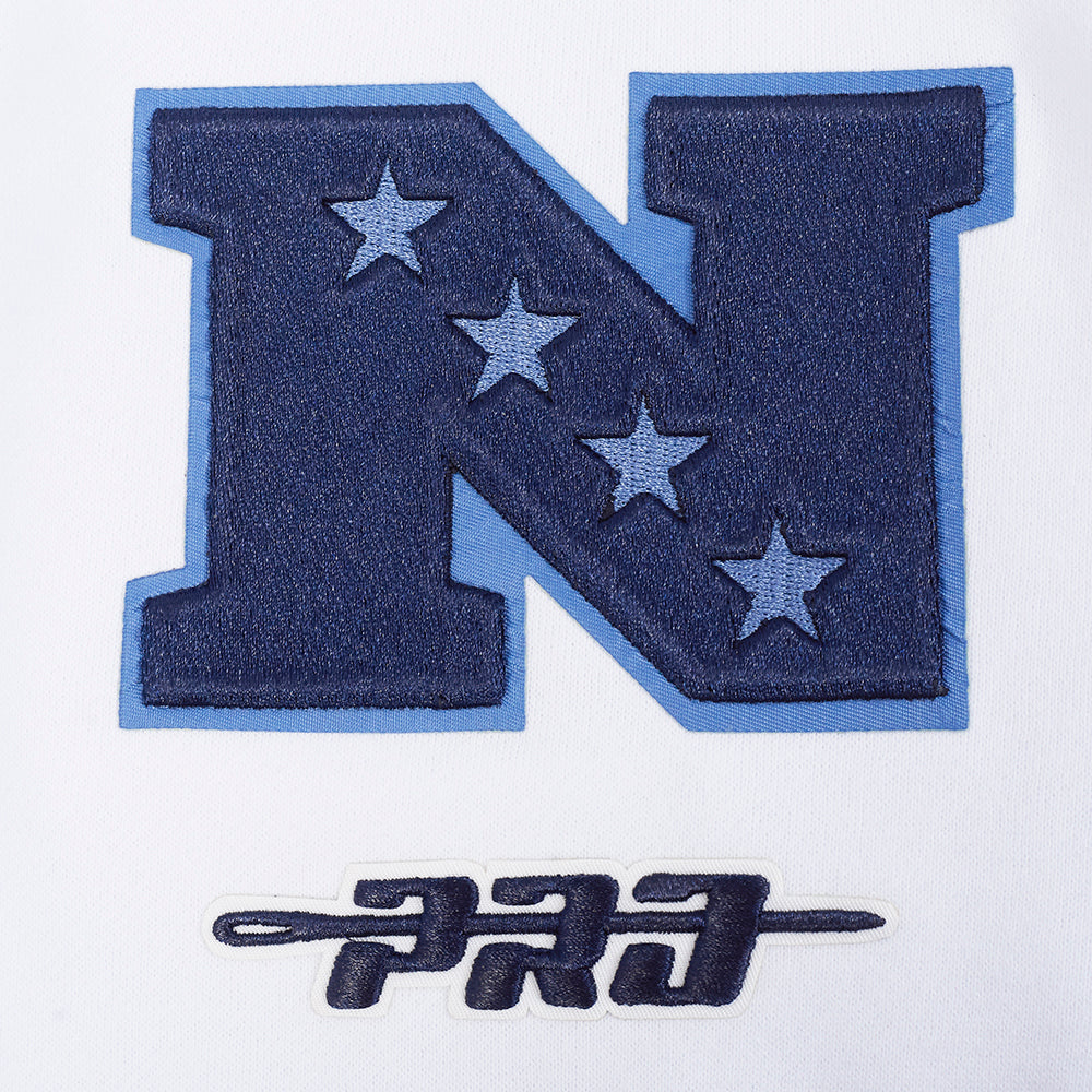 NFL DALLAS COWBOYS COUNTRY CLUB MEN'S DROP SHOULDER FLEECE CREWNECK (WHITE)