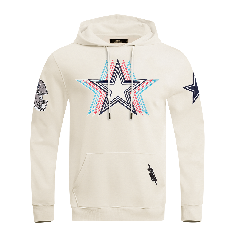 NFL DALLAS COWBOYS ECHO LOGO MEN'S FLEECE PULLOVER HOODIE (EGGSHELL)