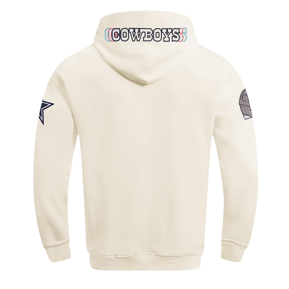 NFL DALLAS COWBOYS ECHO LOGO MEN'S FLEECE PULLOVER HOODIE (EGGSHELL)