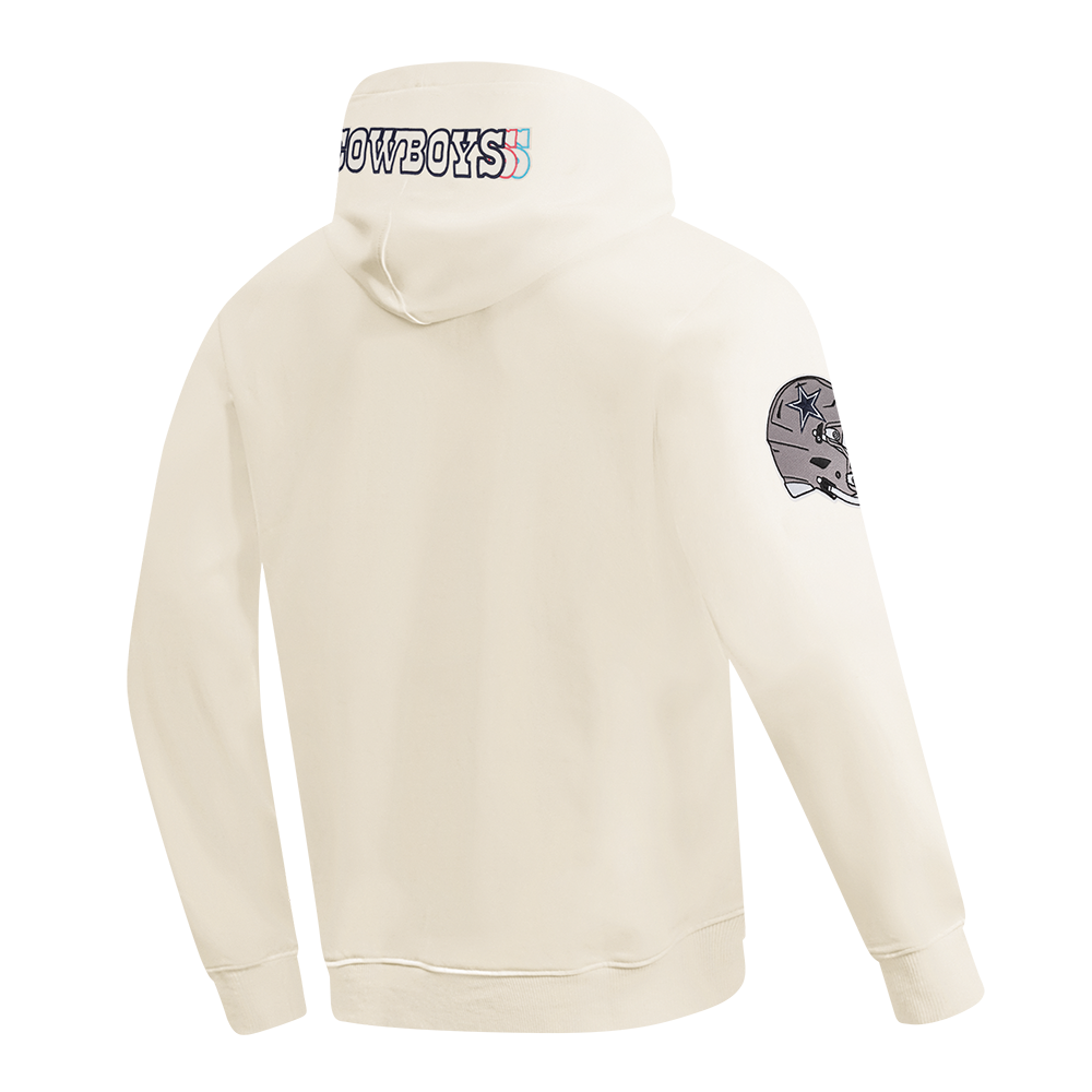 NFL DALLAS COWBOYS ECHO LOGO MEN'S FLEECE PULLOVER HOODIE (EGGSHELL)