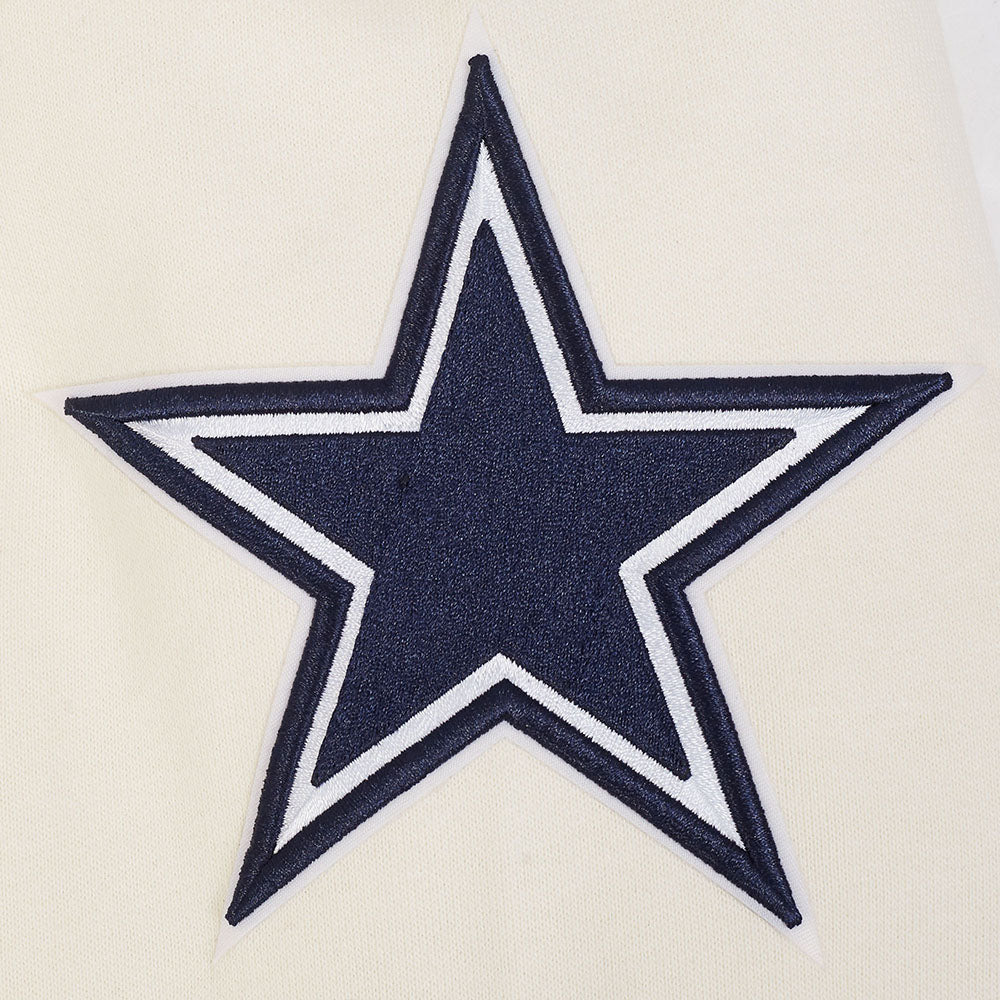 NFL DALLAS COWBOYS ECHO LOGO MEN'S FLEECE PULLOVER HOODIE (EGGSHELL)