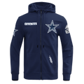 NFL DALLAS COWBOYS CLASSIC WIND SUIT CHANDAIL À CAPUCHON TISSÉ À GLISSIÈRE POUR HOMME (MARINE MINUIT)