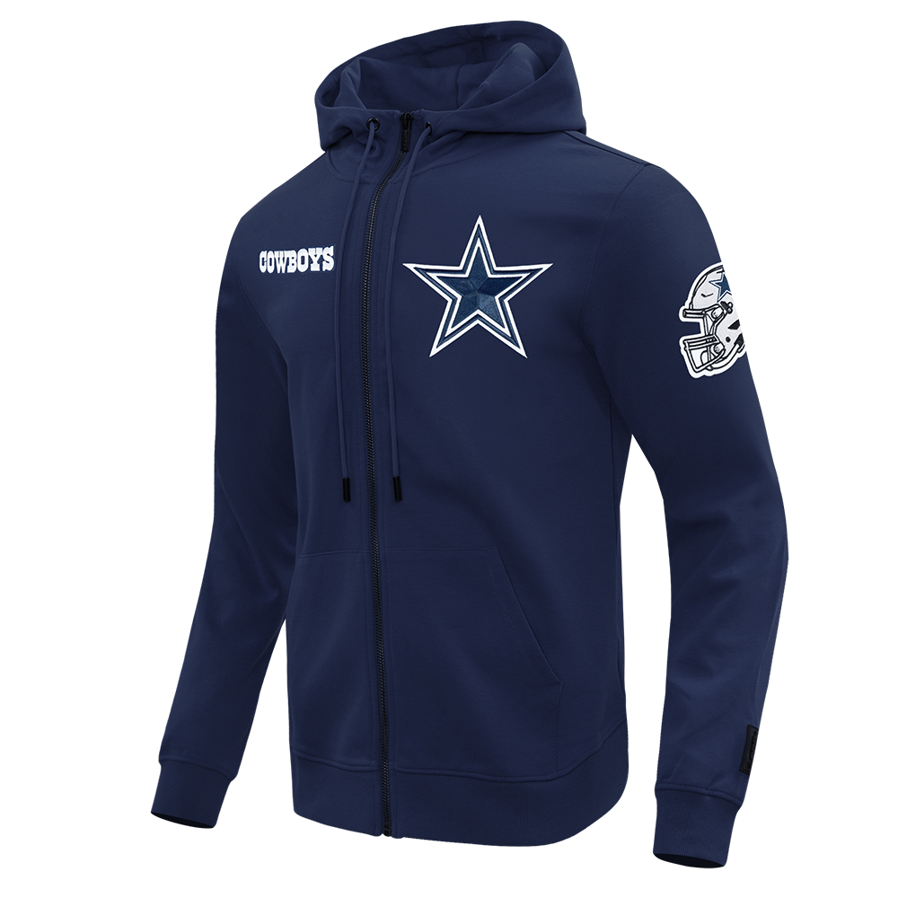 NFL DALLAS COWBOYS CLASSIC WIND SUIT MEN'S WOVEN FULL ZIP PULLOVER HOODIE (MIDNIGHT NAVY)