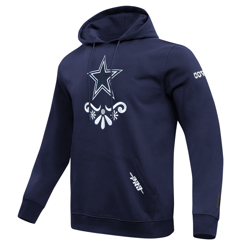 NFL DALLAS COWBOYS SUGAR SKULL MEN'S FLEECE PULLOVER HOODIE (MIDNIGHT NAVY)