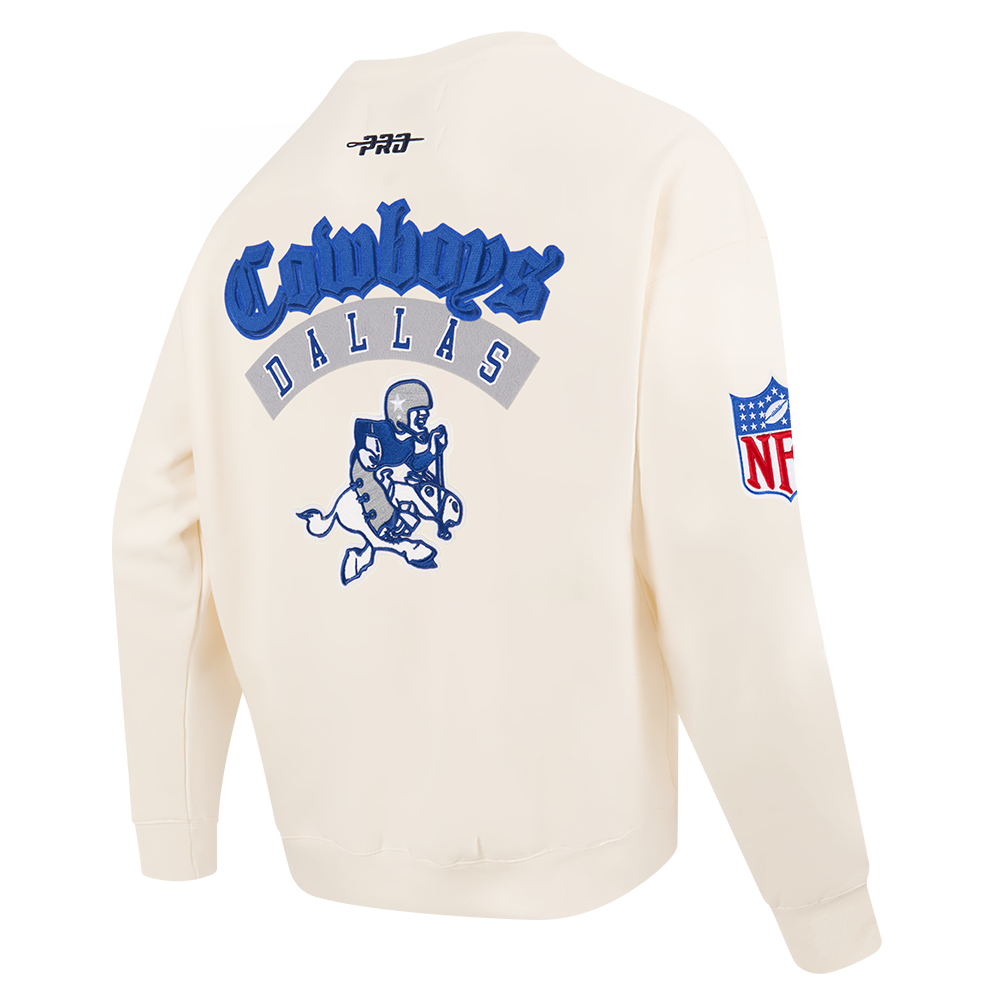 NFL DALLAS COWBOYS BEST OF MEN'S DROP SHOULDER FLC CREWNECK (EGGSHELL)