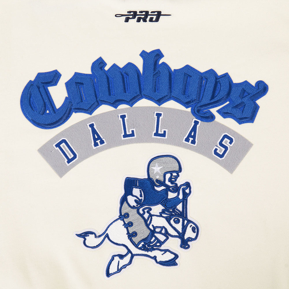 NFL DALLAS COWBOYS BEST OF MEN'S DROP SHOULDER FLC CREWNECK (EGGSHELL)
