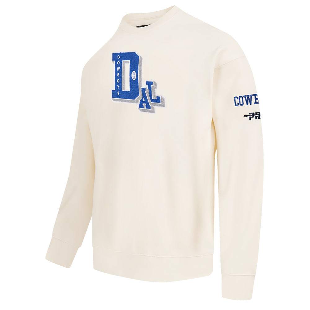 NFL DALLAS COWBOYS BEST OF MEN'S DROP SHOULDER FLC CREWNECK (EGGSHELL)