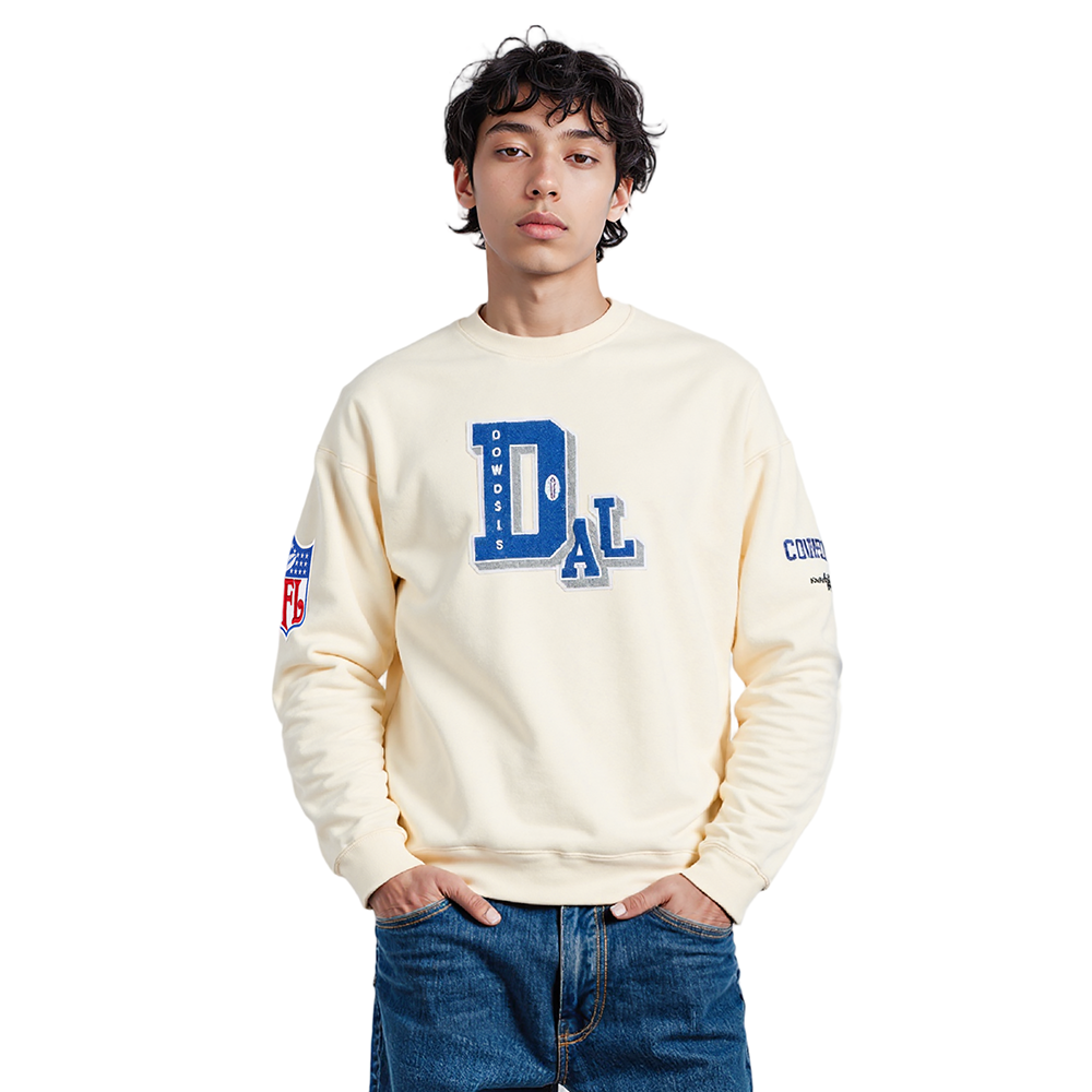 NFL DALLAS COWBOYS BEST OF CHANDAIL À COL ROND EN MOLLETON À ÉPAULES TOMBANTES POUR HOMME (COQUILLE D'ŒUF)