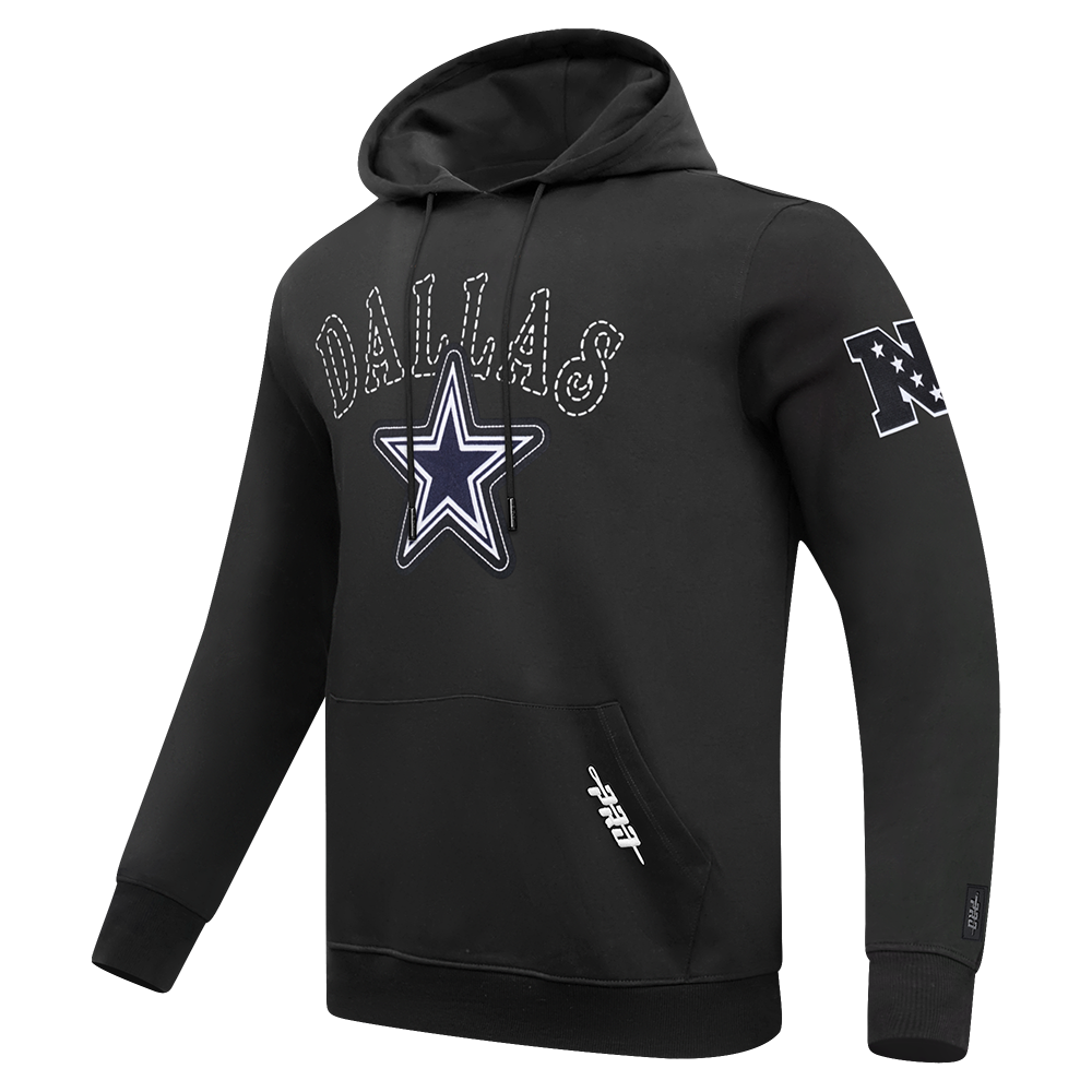 NFL DALLAS COWBOYS REBEL ATHLETICS MEN'S FLC PO HOODIE (BLACK)
