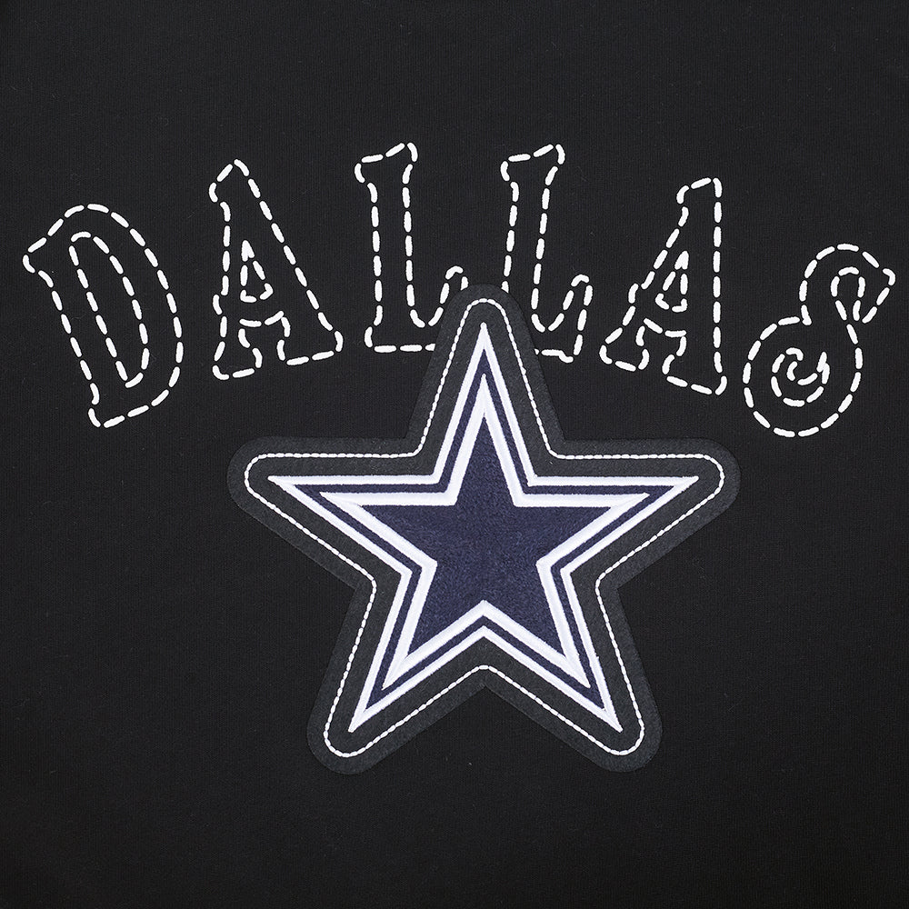 NFL DALLAS COWBOYS REBEL ATHLETICS MEN'S FLC PO HOODIE (BLACK)